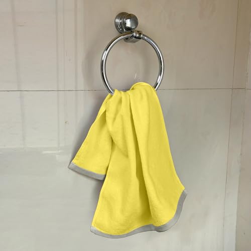 Image of Divine Casa 500 GSM Cotton Hand Towel Set of 4 (60 x 40 cm) | Yellow Hand Towels | Soft Absorbent Quick Dry Bathroom Towels