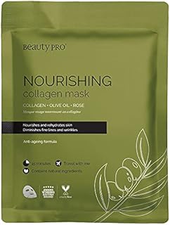 BEAUTYPRO NOURISHING Sheet Mask with Collagen & Olive Extract | Targets Signs of Aging & Intensely Hydrates | Packed Full of Natural Ingredients | Face Moisturiser & Face Care |