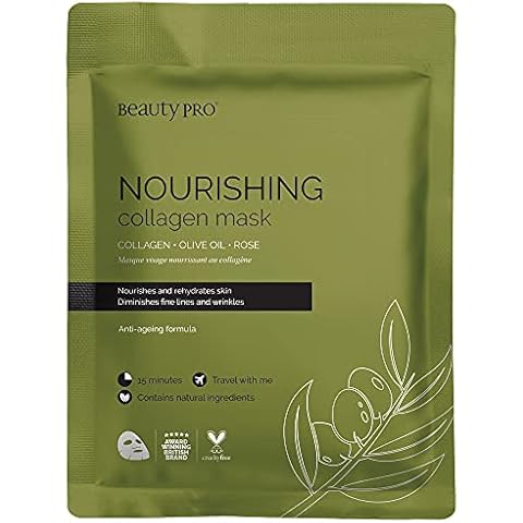 BEAUTYPRO NOURISHING Sheet Mask with Collagen & Olive Extract | Targets Signs of Aging & Intensely Hydrates | Packed Full of Natural Ingredients | Face Moisturiser & Face Care Cover