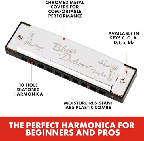 Fender Blues Deluxe Harmonica, Key of C, 10 Holes, Nickel Chrome, Includes Case - View 4