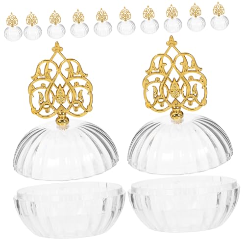 jojofuny 12個透明ラウンドキャンディーボックス 金色装飾付き パーティーお返し用 おしゃれな収納ケース ブライダルシャワーフェーバー 大人