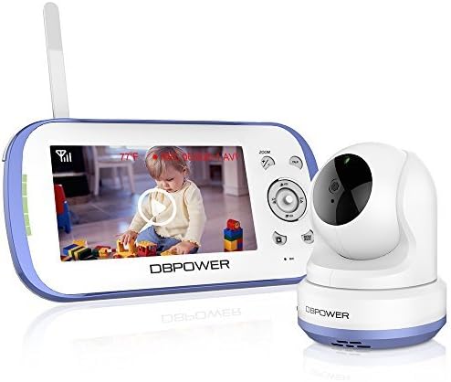 DBPOWER Video Baby Monitor, 270o Pan-Tilt-Zoom/4.3” Large Screen/VOX/Soothing Lullabies/Temp. Monitor/2-Way Talk/Night Vision/Nightlight/Record/Sound Indicator for Elder/Pet. etc., Camera Expandable