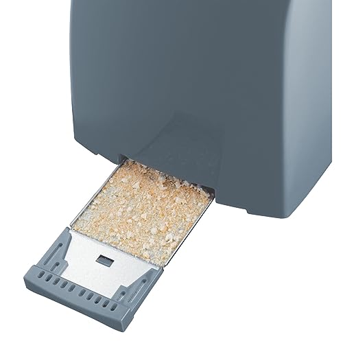 Russell Hobbs Textures 2 Slice Toaster (Extra Wide Slots, 6 Browning levels, Frozen, cancel & reheat function with indicator lights, Removable crumb tray, 850W, Grey matt & high gloss finish) 21644 - Image 5