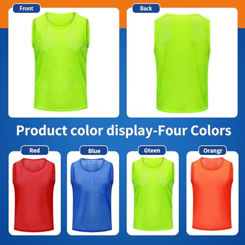 Image of 12 /24 /48Pcs Soccer Pinnies Youth, Scrimmage Team Practice Vests | Mesh Printed and Unprinted Numbers Team Pennies for Basketball Soccer Football Bibs Adults Kids
