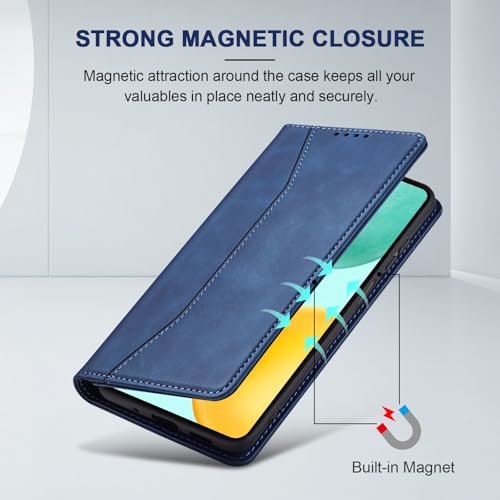 Image of Jasonyu Case for Honor X6c Leather Wallet Flip Cover with Card Holder,Kickstand, Magnetic Closure,TPU Shockproof Phone Case (Blue)