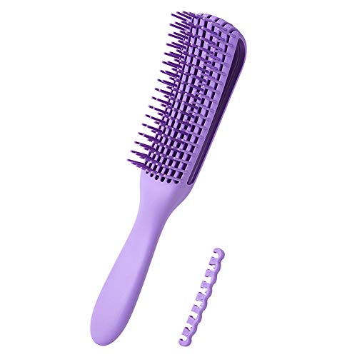 Detangling Brush for Curly Hair,Natural Hair Brush for Hair Textured 3A to 4C Kinky Wavy/Curly/Coily/Wet/Dry/Oil/Thick/Long Hair, Knots Detangler Easy to Clean (Purple)