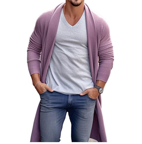 Men's Long Cardigan Sweater Lightweight Slim Fit Knit Open Front Cardigans