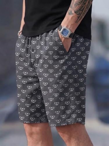 Image of Men's Cotton Casual Shorts |Striped Half Pants for Men |Comfortable | Elastic Waist with Drawstring | Lightweight & Comfortable for Beach Vacations, Casual Daily Outings & Sleepwear Bermuda Shorts
