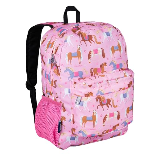 Wildkin Kids 16 Inch Elementary School Backpack for Girls Durable Padded Bag with Adjustable Straps for School Travel & Everyday Use Multiple Pockets Ages 613 Horses
