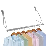 Over The Door Closet Valet- Over The Door Clothes Organizer Rack and Door Hanger for Clothing or Towel, Fits Doors up to 1¾” Thick(Chrome) Home and Dorm Room Storage and Organization