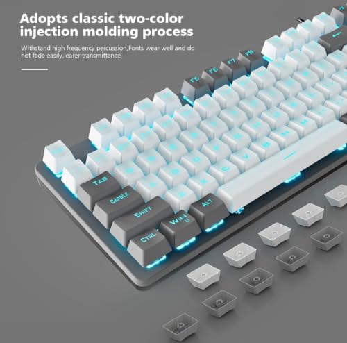 Image of Aula F3287 Wired Mechanical Gaming Keyboard, 87 Keys, Grey&White, Blue Switch