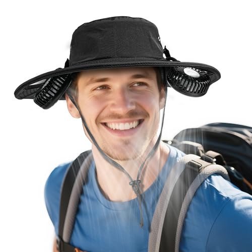 YIFOCO 2-in-1 Hands-Free Hat Fan with Detachable Neck Fan, UPF