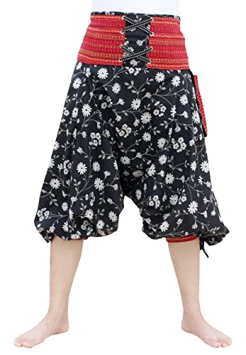 RaanPahMuang Ankle Cuff Textured Cotton Kyoto Pants with Hanging Pocket