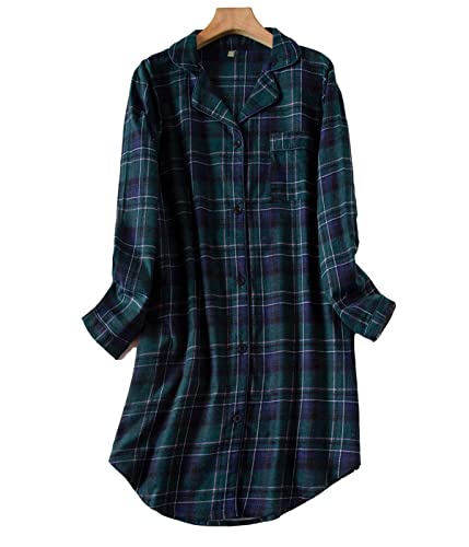 DSJJ Chemise de Nuit Femme Coton Manches Longues Bouton Devant vêtements de Nuit Femme Grandes Tailles Cover