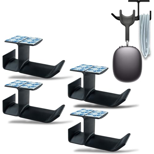 Image of SRS Hooks Holder Hanger for Wall Without Drilling Heavy Duty Stick-ON Adhesive for Bathroom Kitchen Organiser (Black, Pack of 4)