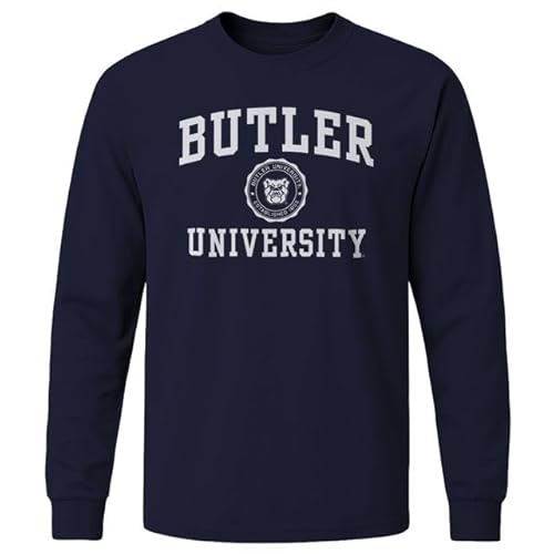 Barnesmith Butler University Bulldogs Long Sleeve Adult Unisex T-Shirt, Heritage, Navy, X-Large