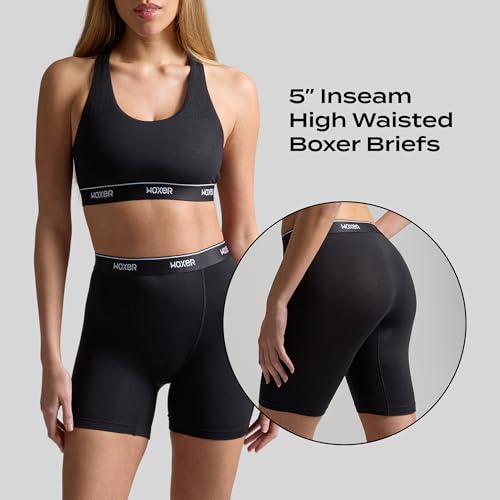 Image of Woxer Womens Baller 5 inch High Waisted Boy Shorts Underwear - Seamless Boxer Briefs, Boyshort Panties, No Show Women's Boxers