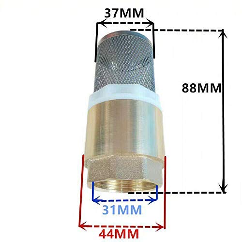 TopHomer 88 x 37mm zawór anty-powrotny 1" - z sitkiem ze stali nierdzewnej i zaworem jednouchwytowym/zawór zwrotny (tak ogon)