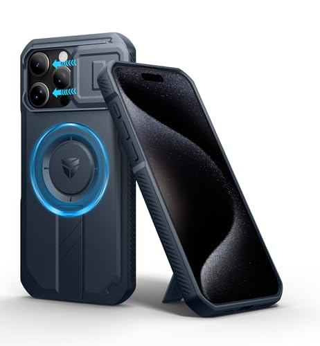 Coque iPhone 15 Pro Max antichoc avec cache caméra et béquille MagSafe