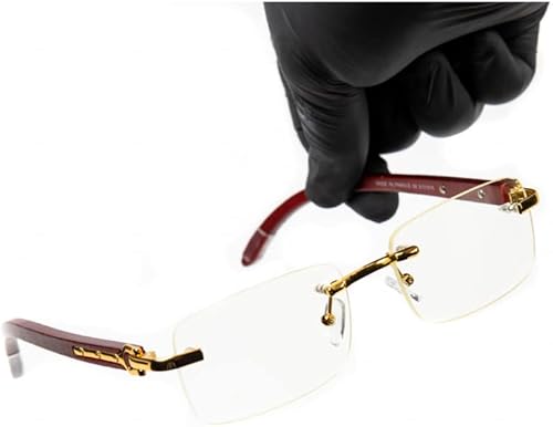 Lentes de estilo hip hop para hombre estilo retro con montura dorada sin montura