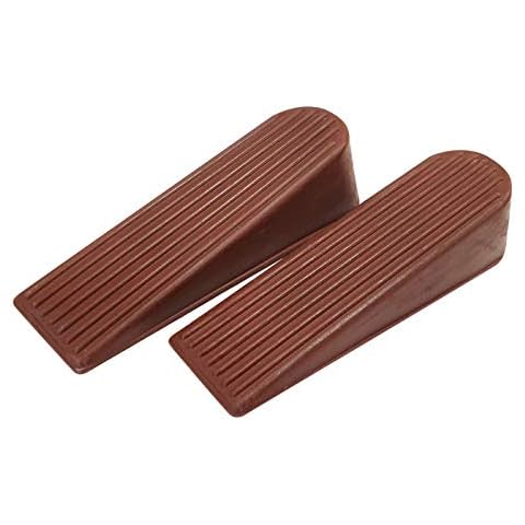 Select Hardware Anti Slip Door Stop | Non Scratch Rubber Wedge | Pack of 2 (Brown) Cover