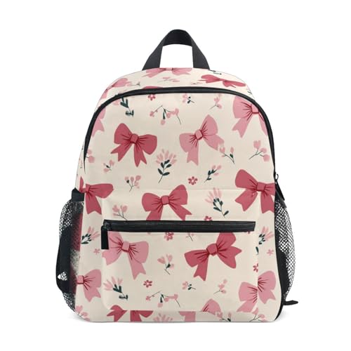 Wusikd Cute Pink Bows Floral Backpack for Kids Girls Boys Bookbag Daypack for School Student S