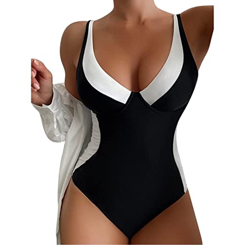 Costume Intero X Piscina Donna Costumi Da Bagno Push Up Scollo a V Contenitivo Pancia Modellante Spiaggia Mare Costume Intero Elegante Imbottito Sportivo Taglie Forti Monokini Estivo Curvy Beachwear