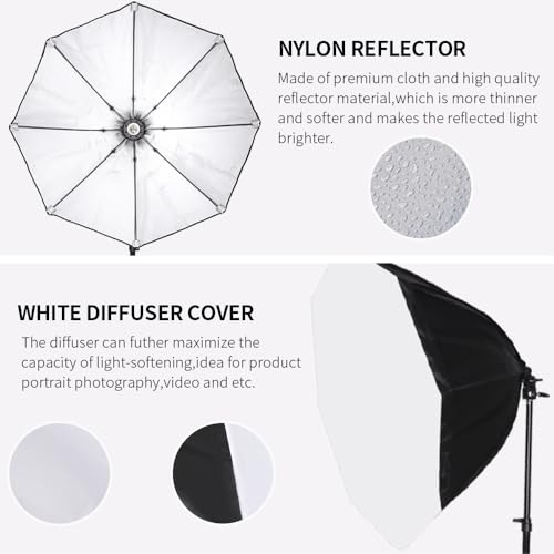 Image of Octagonal Softbox Lighting Kit, Professional Continuous Photography Lighting 85W 3000-6500K LED Bulb Photo Studio Equipment Portrait Photography, Video Recording, Live Streaming Fill Light
