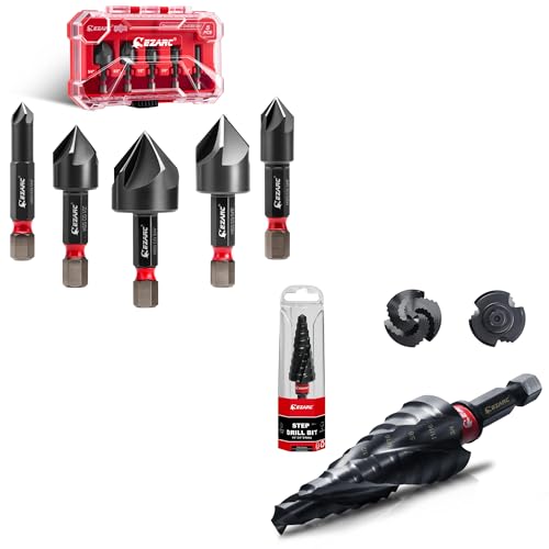 EZARC Countersink Drill Bit Set and Step Drill Bit for