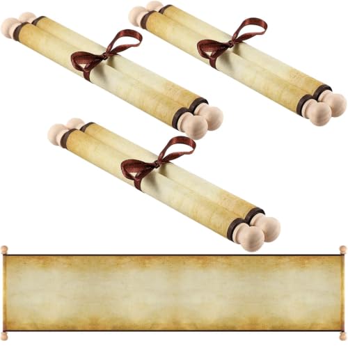 Makevivi 3 PCS Blank Scroll Paper with Wood Rods, for Naughty or Nice List, Writing, Wedding Vows, Invitation, Love Letter, Cosplay Prop, Renaissance, 7.1 x 30.5 inches