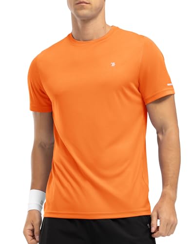 Image of Rdruko Mens Summer Short Sleeve UPF 50+ Rash Guard, Orange M