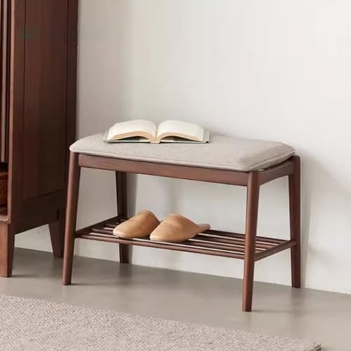 Banc de rangement en bois massif pour organiser l'entrée avec élégance