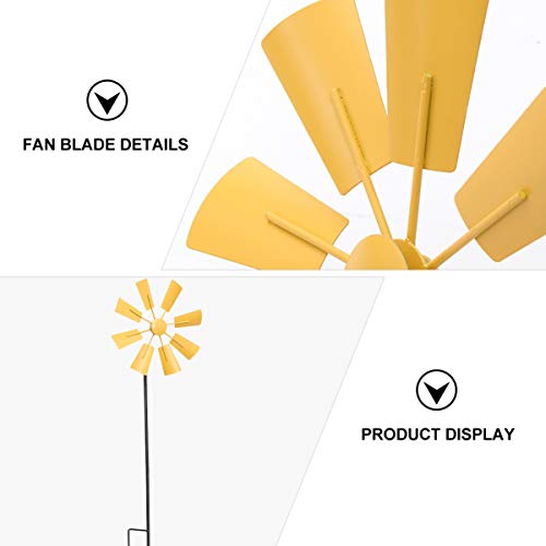 YARDWE - Estaca cinética para moinho de vento em metal amarelo para quintal decoração de arte de jar