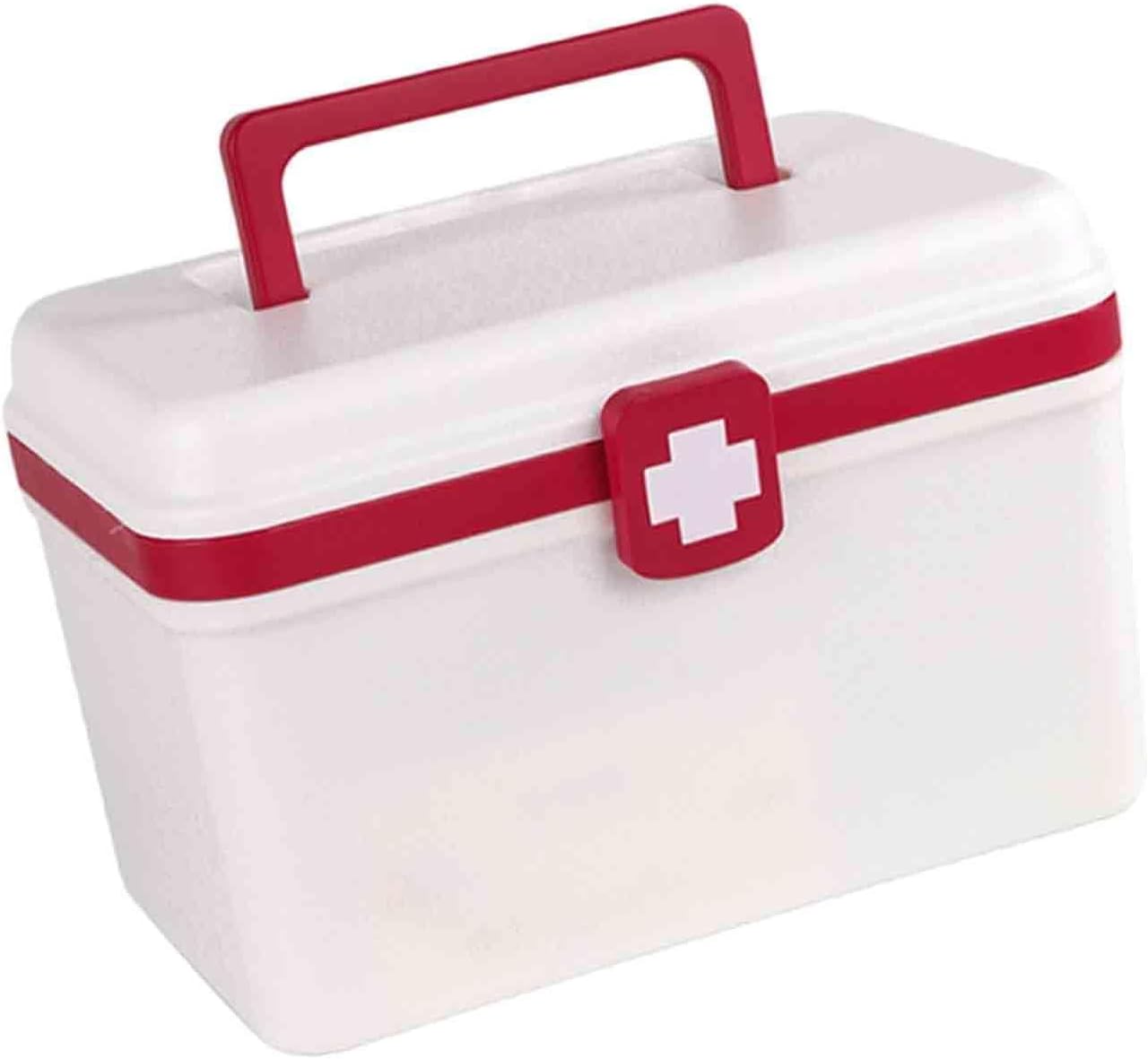 Removable Tray Medical Box for First Aid Supplies Family Organizer for Travel Cosmetics and Sewing with Easy to Carry Handles for Transporting First Aid Supplies in Emergency.
