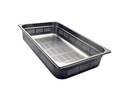 TEGLIA BACINELLA GASTRONORM INOX FORATA 1/1 mm. h 100 capacità lt. 15,0