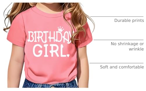 Image of Birthday Girl Shirt Toddler Baby Girls Birthday Outfit Cotton T-Shirt Size 2-10 Years