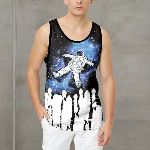 LAIDIPAS Camiseta sin mangas, Camisetas de Tirantes, Camisetas Tirantes para Hombre con Impresión 3D, Divertida, Unisex, Sin Mangas - Multi Color - Large