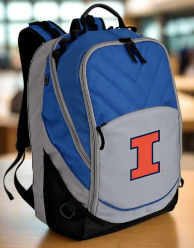 Image of Broad Bay University of Illinois Illini Backpack | Official Fighting Illini Logo, Padded Laptop Computer Section, Premium 600 Denier Nylon Fabric