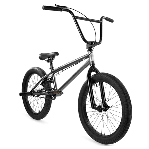 Elite BMX Bicycle 20” & 16" Freestyle Bike - Stealth and Peewee Model (Stealth Gunmetal, 20")