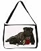 Produktbild Black Pug Dogs with Red Rose Large 16" Black School Laptop Shoulder Bag