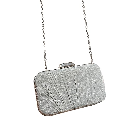 Sac à main plissé argenté pochette de soirée cocktail pour femme