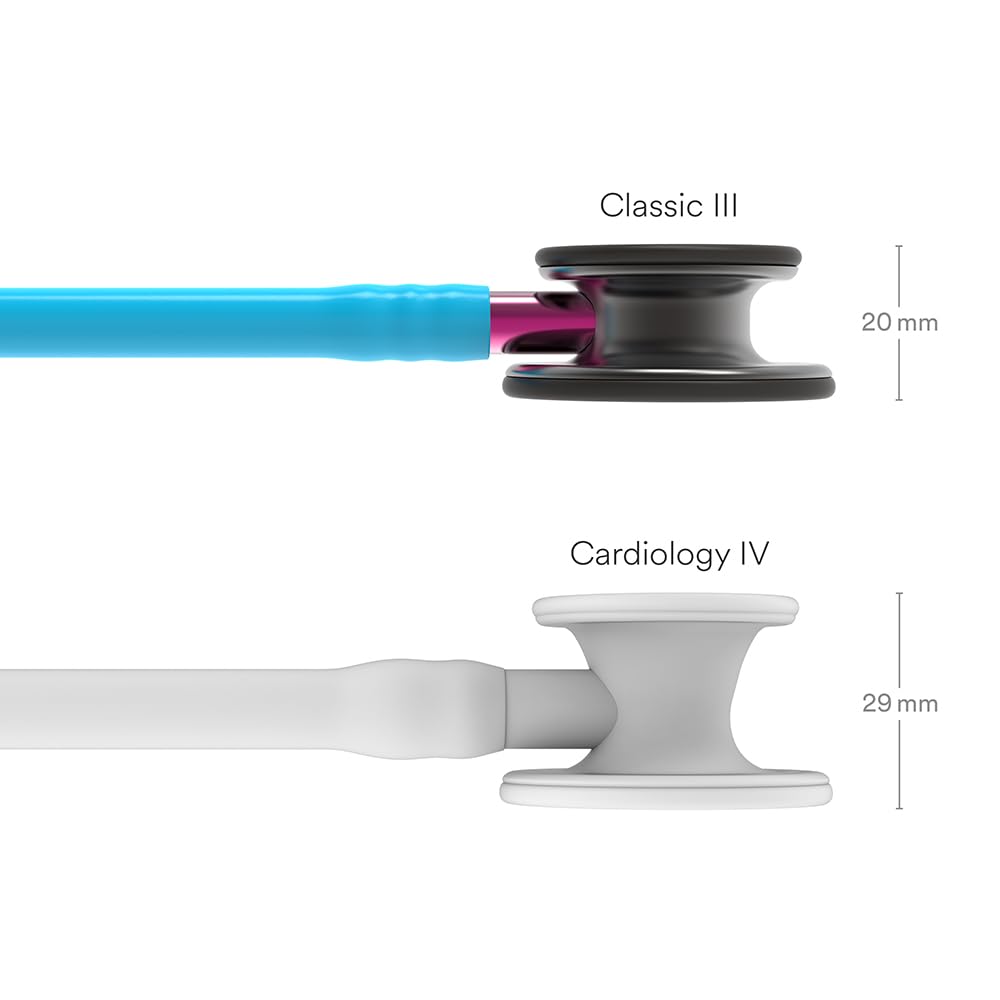 3M Littmann Classic III Estetoscopio con Grabado Gratuito y Linterna Pupilar de Regalo (Turquesa/Smoke Edition/Pink Stem)