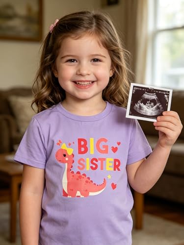 Image of Funnycokid Big Sister Shirts for Girls Pregnancy Announcement Toddler Promoted to T-Shirt 1-7 Years