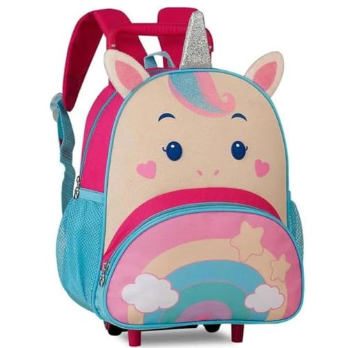 Mochila Rodinha Clio Pets 13'', Unicórnio Rosa