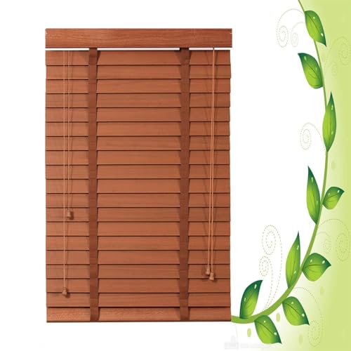 Premium-Jalousien aus Holz, Wärmedämmung und Verdunkelung, für den Innen- und Außenbereich, horizontale Fensterblenden – 90 x 130 cm