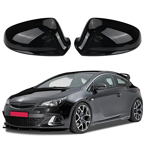 LMYDIDO Rückspiegel Abdeckung Ersatz für Vauxhall Opel Astra J Hatchback/GTC Coupe/Estate 2010-2016, 1 Paar Auto Spiegelkappen Rückspiegelkappe Ersatz Zubehör (Glänzend Schwarz)