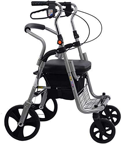 UWYTGF Folding Rollator Foldable Rollator Walker,Double Brake System Rolling Walker with Seat and Wheels,Mobility Walking Aids,Walking Frame Lightweight Aluminum Alloy