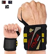 Muka Sports Wrist Wraps for Weightlifting Men (Pair) - Premium Quality Gym Wrist Support with Thu...