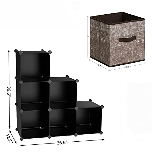 Songmics Storage Cubes And Cube Storage Organizer Bundle, 11-Inch Non-Woven Fabric Bins With Double Handles, Colthes Storage Organizer, Modular Bookcase, Chocolate And Black Urob026K02 And Ulpc06H #TOP3