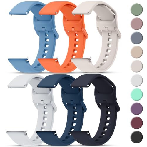 Tobfit 20mm Watch Bands Quick Release Watch Straps with Color Matched Metal Buckle, Soft Silicone Breathable Replacement Sport Watch Wristbands for Women Men